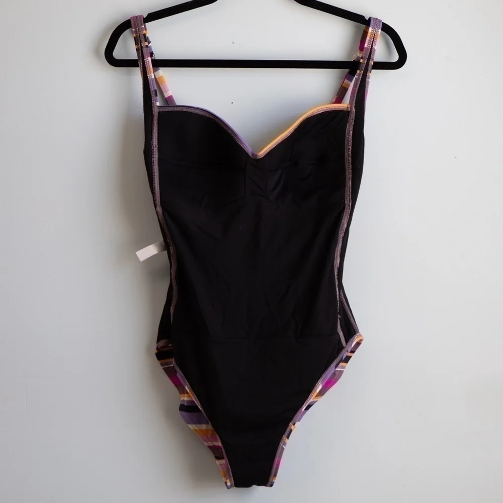 Simply Swim multi color stripe one piece bathing suit-S